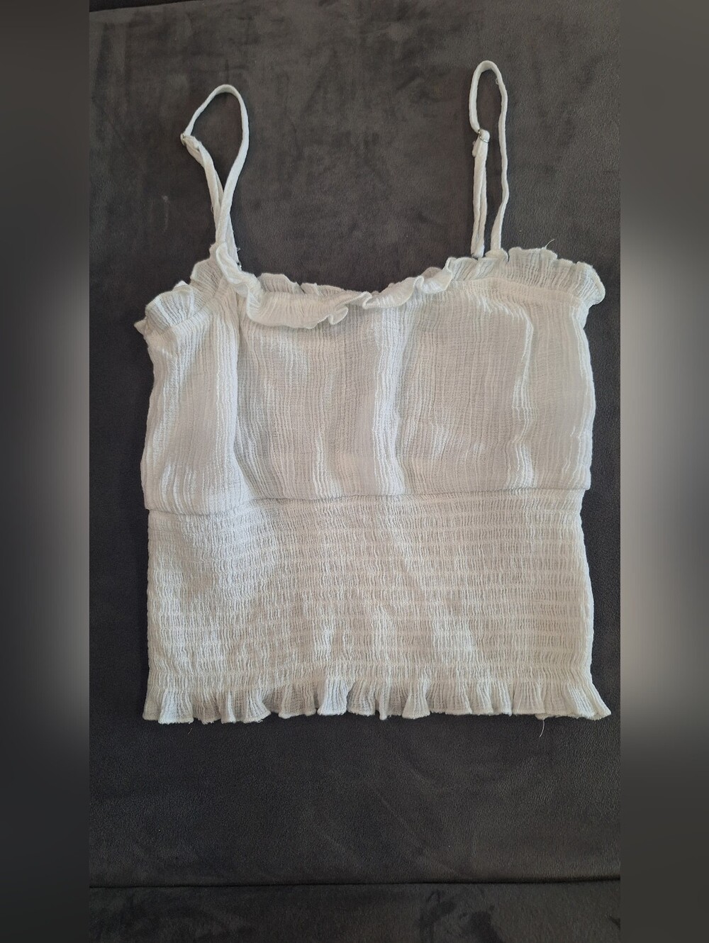Fashion Nova White Smocked Ruffle Crop Top